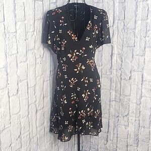 *MADEWELL Alexa Chung Black‎ Posey Ruffle Floral Mini Dress Size 10